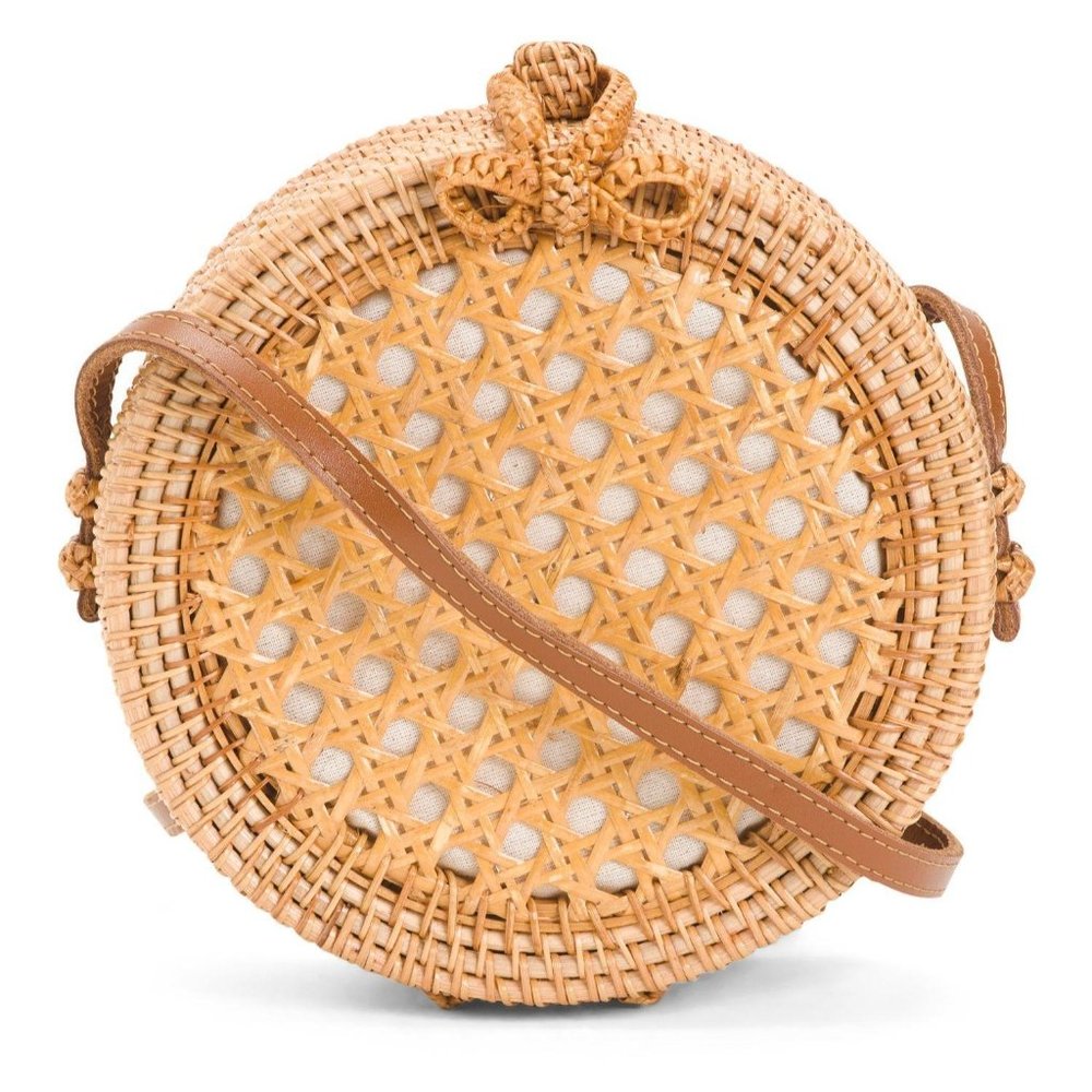 Handwoven Canning Front Wicker Rattan Crossbody Ba